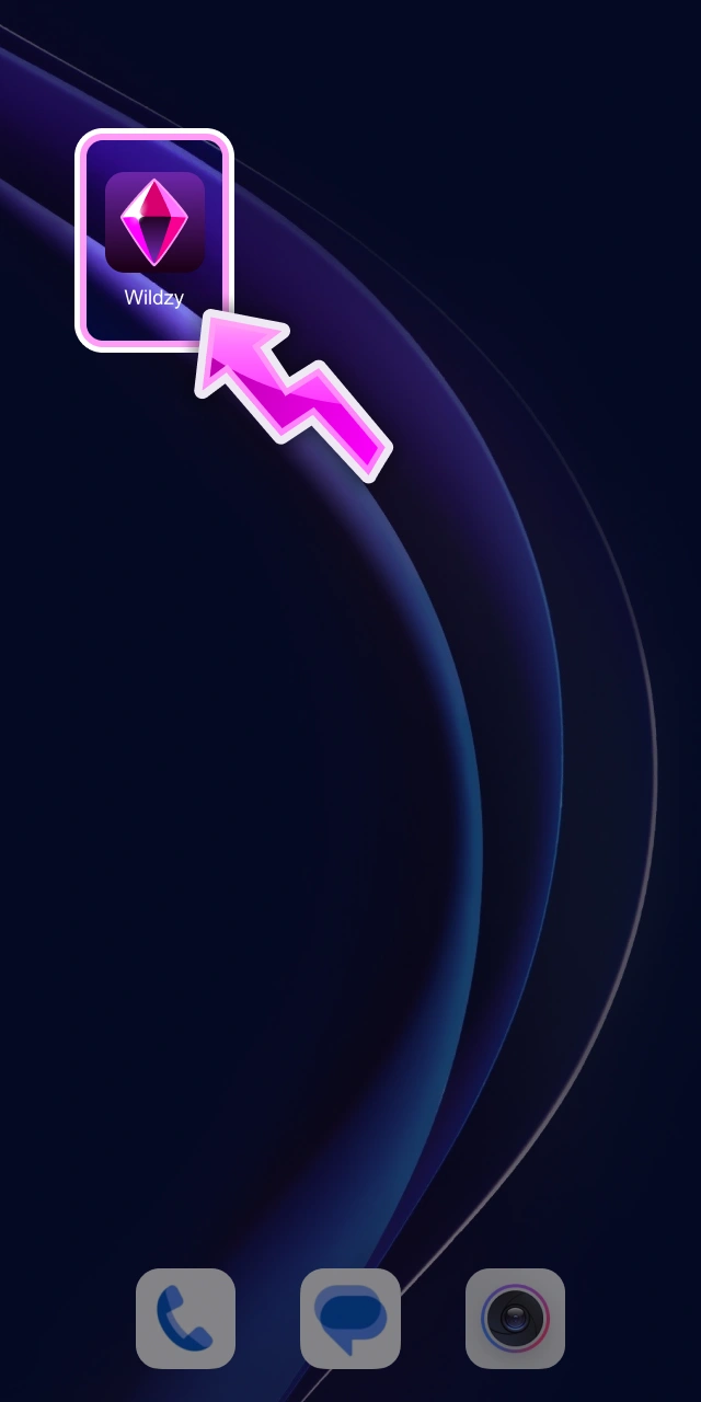 Launch the installed mobile app shortcut directly on Wildzy platform.